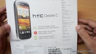 HTC Desire C Unboxing \u0026 first boot