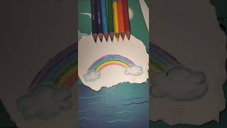 easy rainbow with pencil colour 🌈 #shorts #rainbow #easy #cute #pencilcolourdrawing