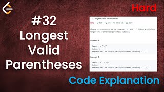 Longest Valid Parentheses | Live Coding with Explanation | Leetcode - 32