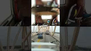 New dash cam footage shows semi truck driver nearly falling off Louisville bridge! #shorts