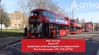 Full Journey | Route 59 to Clapham Park | First Week Re-routed | LT738 (LTZ 1738)