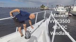 M/V Possibilities II massive 175 lb Mantus Anchor ⚓ and powerful Vetus Maxwell 48v DC Windlass