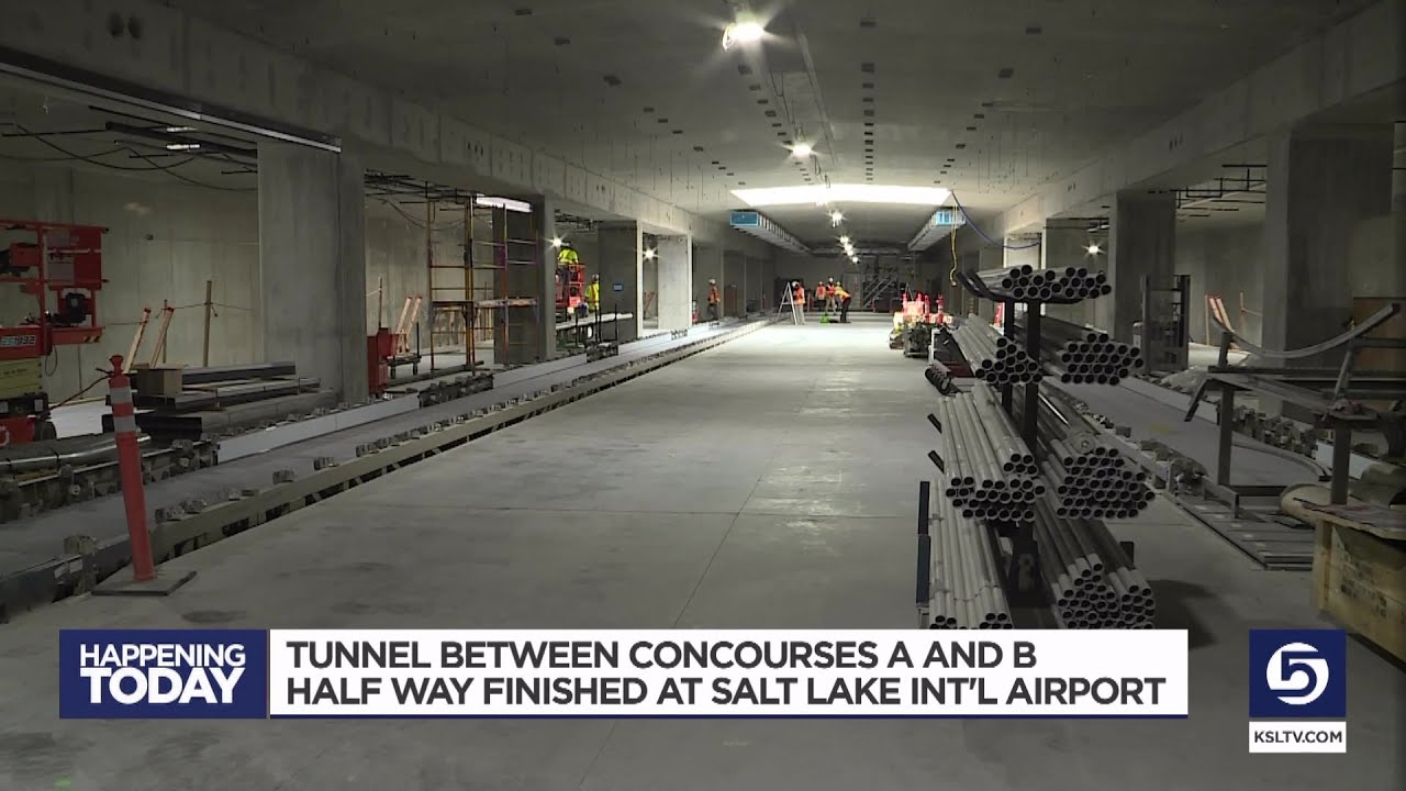 Tunnel Between SLC Airport Concourses Halfway Finished - YouTube