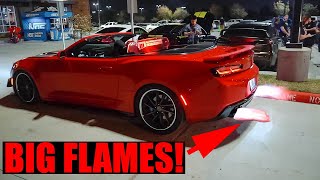 SUPERCHARGED Camaro SHOOTS BIG FLAMES at Car Meet! (LOUD AF!!!)