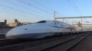 【4K】JR山陽新幹線　のぞみN700系新幹線(16両編成)　福山駅通過