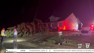 Sheridan Township barn damaged from tornado