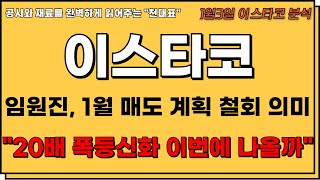 [이스타코 주가전망] 임원진, 1월에 매도 계획 철회 의미는.\