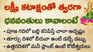 లక్ష్మీదేవి ఆశీర్వాదంతో త్వరగా ధనవంతులు కావాలంటే ఇలా చేయండి... మీరు కోటీశ్వరులు అవ్వాల్సిందే 100%