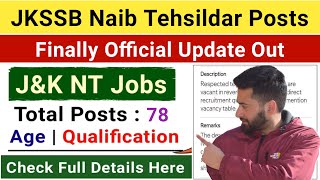 JKSSB Naib Tehsildar Posts 2024-25 | J\u0026K Naib Tehsildar Posts | JKSSB Revenue Department Jobs 2025