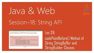 String API in Java | #39 | codePointBefore() Method of String StringBuffer and StringBuilder Classes