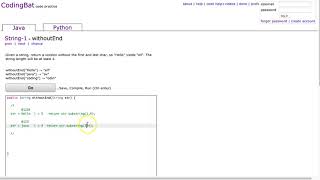 Codingbat - withoutEnd (Java)