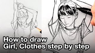 How to draw a Girl, Clothes Step by Step / Drawing Practice with me