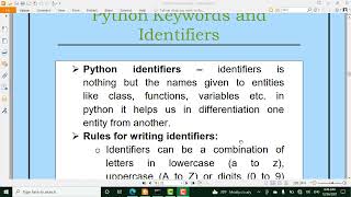 14 - Python Keywords and Identifiers