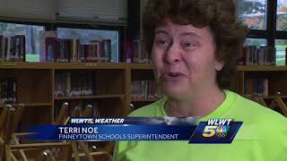 Flooding damages library at Finneytown Elementary School