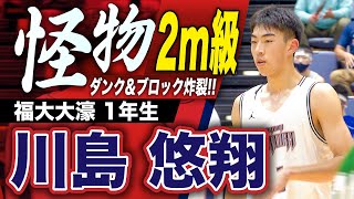 【身長2m級 怪物ルーキー】川島悠翔(福大大濠)高1でU19日本代表選出の無限大ポテンシャル/強烈ダンク\u0026ブロック！[ウインターカップ2021福岡予選PLAYMIX 高校バスケ ブカピ]