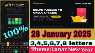 Binance word of 28 January | Binance word of the day answer today | Them:Luner New  year