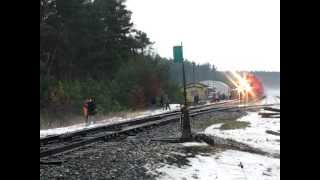 CP 9815 Leads the 2012 CP Christmas Holiday Train through Midhurst, ON.