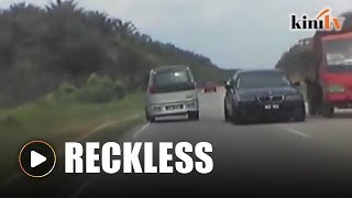 BMW driver overtakes recklessly, causes accident