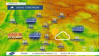 Mild and a bit breezy with increasing clouds on Friday
