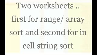 VBA Arraylist - Sort Function - Range/ array and cell/string sort - Excel Cell by Cell