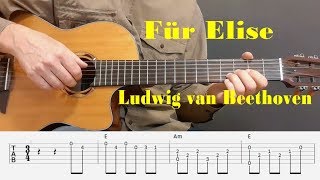 Für Elise - Ludwig van Beethoven - Fingerstyle guitar with tabs