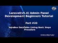 Laravel Admin Panel Development beginners Tutorial(#20) Guidemap to integrate YajraBox DataTable