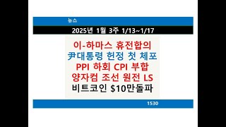 2025년 1월 3주 주요뉴스 및 시황정리 #이스라엘 #하마스 #휴전합의 #윤대통령 #체포 #PPI하회 #CPI부합 #비트코인 #10만달러돌파 #양자컴 #조선 #원전 #LS