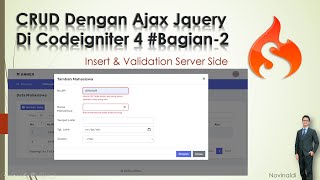 Tutorial CRUD Dengan Ajax Jquery di Codeigniter 4- #2 (Insert Data & Validation Server Side)