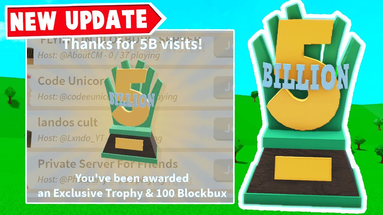 NEW BLOXBURG UPDATE! 5 BILLION VISITS! *TROPHY + FREE BLOXBUX* (Roblox ...