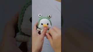 Crochet duck with frog hat #handmade #crochet #diycrafts