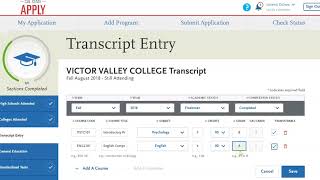 CSU Application: Transcript Entry - Course Entry