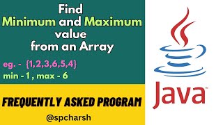 Program to Find Min and Max from Array Elements | 2024 Interview Question | @spcharsh#java#interview