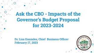 Ask the CBO - How Does the Governor's Proposed Budget Impact MDUSD?