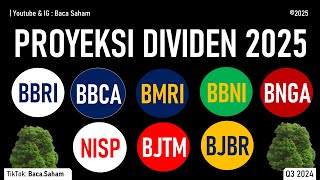 Proyeksi Dividen 2025 Saham BBRI, BBCA, BMRI, BBNI, BNGA, NISP, BJTM dan BJBR