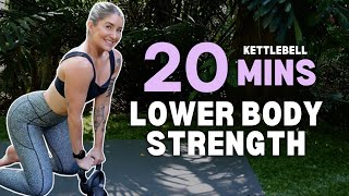 20 Min LOWER BODY Kettlebells or Dumbbells // NO REPEAT | Combo Workout