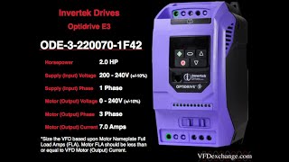 ODE-3-220070-1F42 – 2HP, 7.0A, 200V-240V, Single Phase – Invertek Optidrive E3