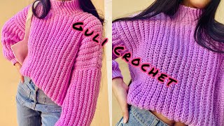 پارت دوم: آموزش بافت ژاکت یقه اسکی خیلی شیک و ساده ( How to crochet sweater)