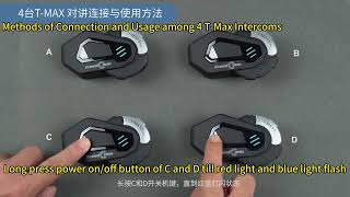 How to Connect 4 Motorcycle Bluetooth Headsets T-MAX S PRO?