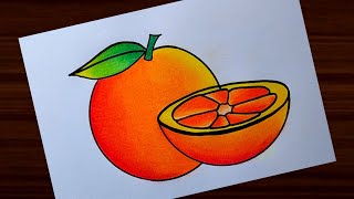 How to draw Orange 🍊 easy steps | Easy Orange 🍊 drawing| Orange fruit drawing