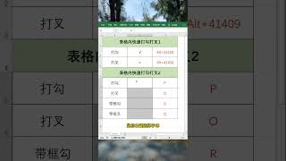 表格内快速打勾打叉#办公技巧 #EXCEL #每天学习一点点 #文员 #职场 #办公技巧 #excel技巧 #officesoftware