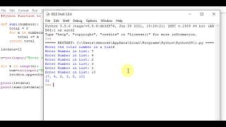 Python function to sum all the numbers in a list.