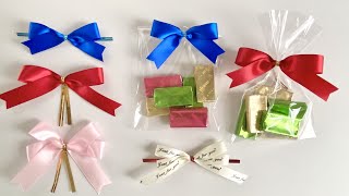 ラッピングタイ付きリボン／Ribbon bow with wrapping tie