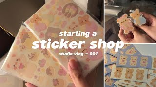 running my small business ☁️ unboxing new stickers, keyrings, pins | studio vlog 001