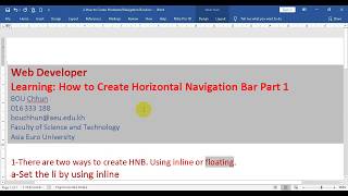 How to create Horizontal Navigation Bar by using inline Part1