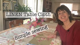 Make a LINEN table cloth | simple sewing | patchwork | sew along with me