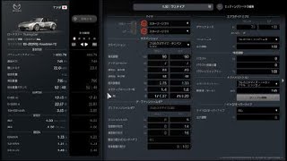 グランツーリスモ® 7 ユーノス ロードスター ツーリングカー オートポリスワンメイク用のセッティング
