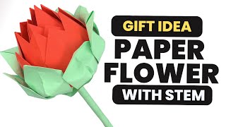 Blooming Beauty: DIY Paper Flower with Stem Tutorial - Perfect Gift Idea - Paper Rose Flower(Part 1)