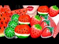 ASMR WATERMELON DESSERTS, TANGHULU, FRUIT RICE CAKE, JELLY 수박 딸기디저트, 수박 탕후루, 화과자, 젤리 먹방 MUKBANG