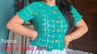 SUÉTER TEJIDA a CROCHET 👍Patrón para todas las tallas 👍