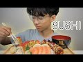 SUSHI *Canada Roll and Deluxe Spicy Roll with Salmon Sashimi | N.E Let's Eat